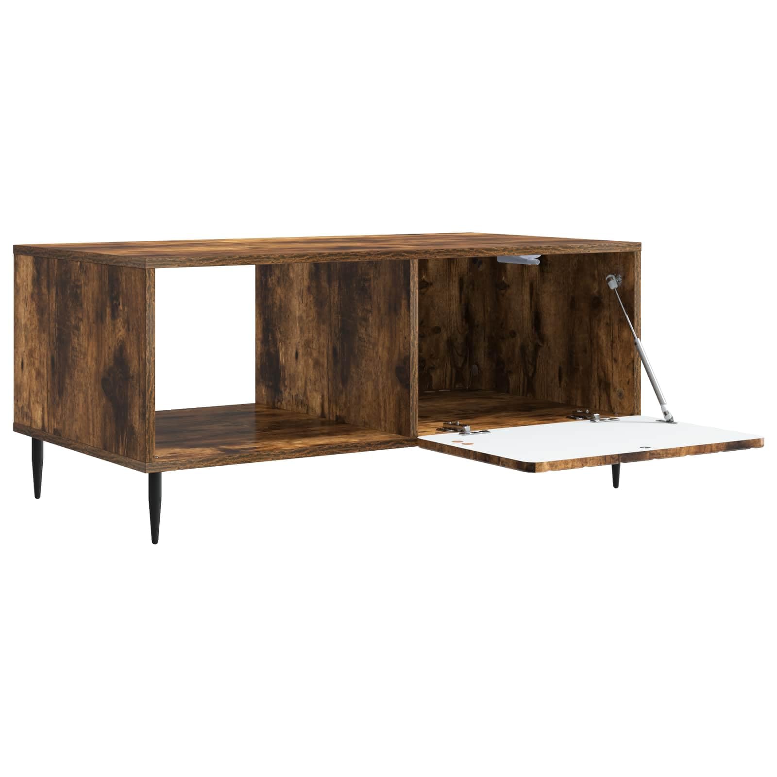 Hothingwell Couchtisch, 90 x 50 x 40 cm, Holz | Füße aus schwarzem Metall, Aufbewahrung unter dem Tisch, Rückseite fertig, Reinigung mit feuchtem Tuch