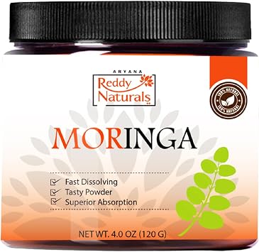 Reddy Naturals Aryana Moringa Powder - Organic Moringa Leaf Extract Superfood Powder Great-Tasting, Fast-Dissolving Moringa 4.2 oz 120 g
