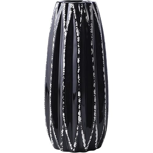 Yundu Black Ceramics Vases for Home Decor, Flower Vase, Modern Farmhouse Table Décor Vase
