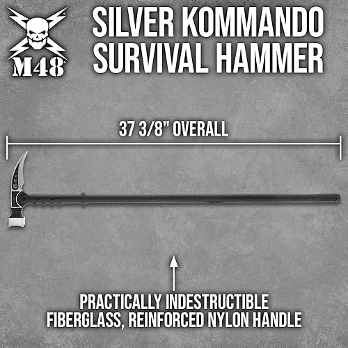 Miniatura 2 de M48 Martillo de supervivencia Kommando plateado | Longitud total de 37 3/8 pulgadas | Cabeza de acero inoxidable | Mango de nailon reforzado con