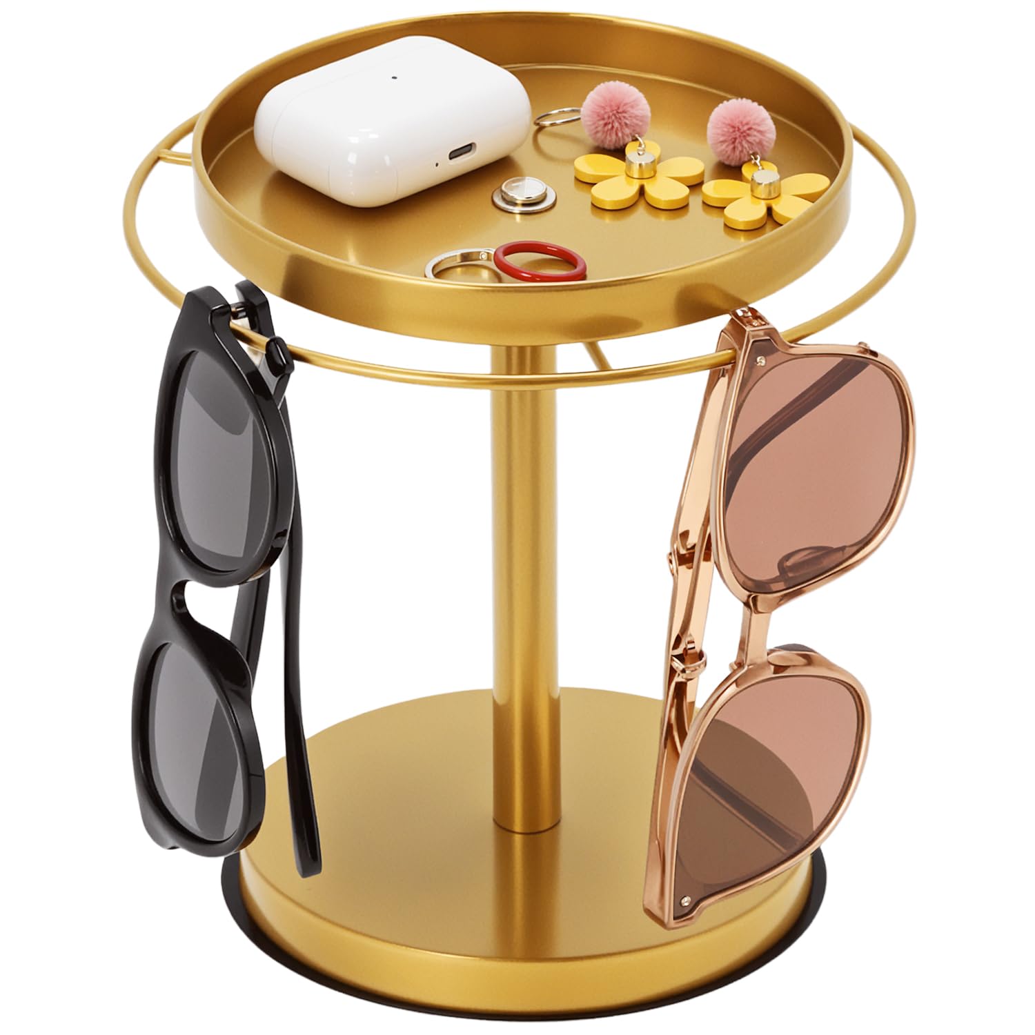 Support rotatif pour lunettes de soleil dorée QWORK porte-lunettes avec plateau bijoux