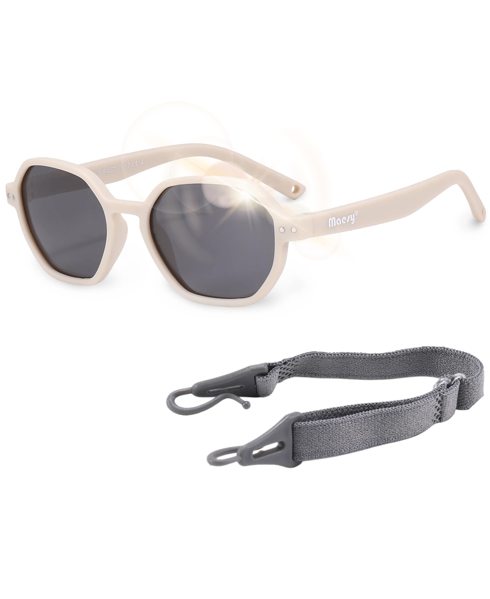 Maesy Gafas de sol Yana Baby - 1-3 años - Flexibles - Correa elástica ajustable - Protección polarizada UV400 - Niños y niñas - Hexágono