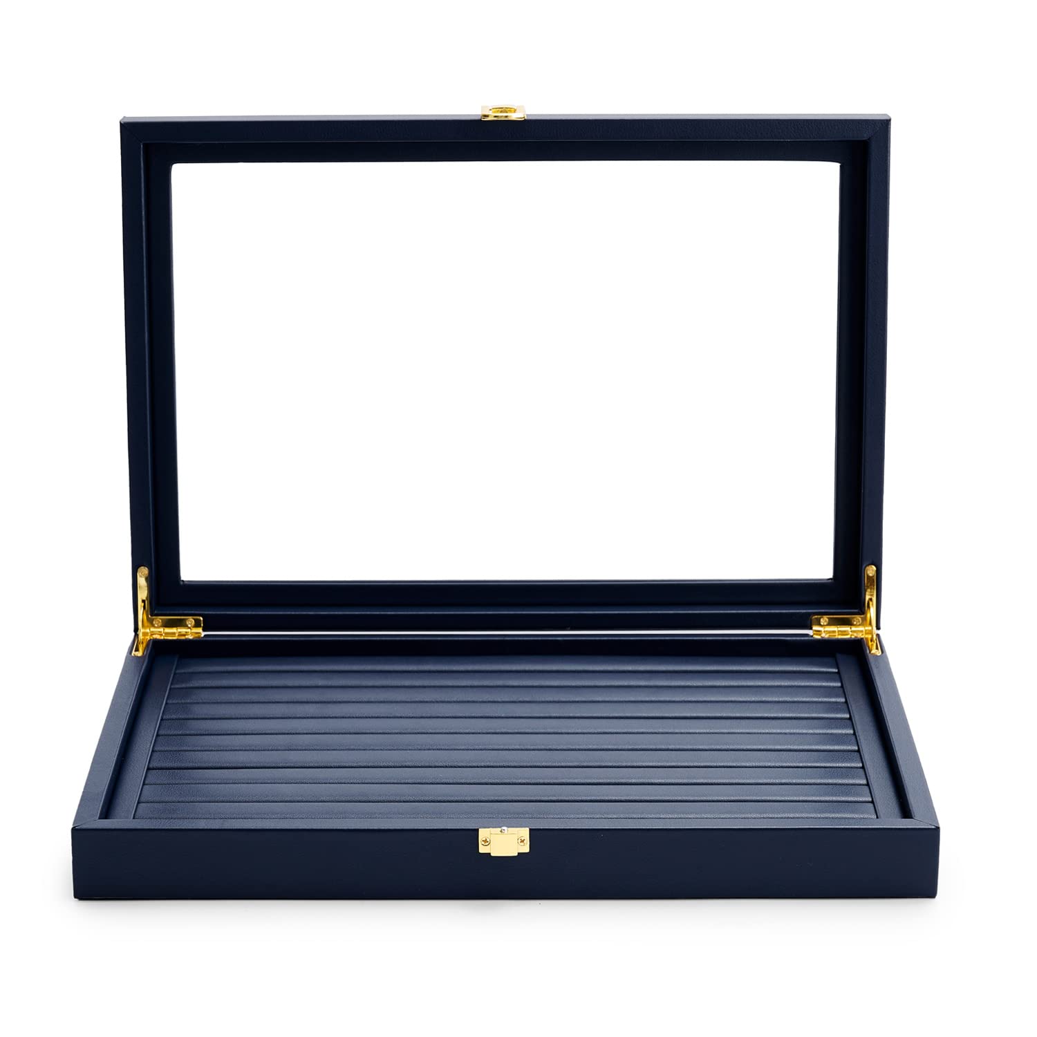 Oirlv Premium Blue Leather Rings Earrings Organizer Tray with 10 Slot,
