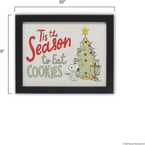 Vista 6 de Open Road Brands Peanuts Snoopy 'Tis the Season to Eat Cookies - Arte de pared de madera enmarcada - Bonita imagen de Navidad de Snoopy