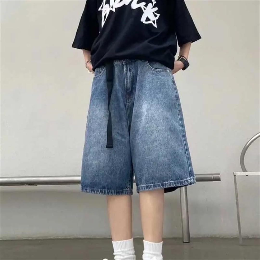 Damskie High Street Retro Jeans Szorty Szerokie Nogawki Denim Half Streetwear Spodnie