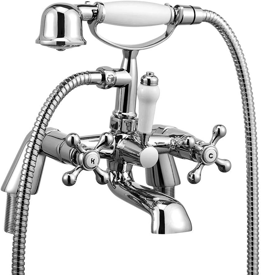 Chrome Traditional Cross Handle Bath Filler Mixer Taps Shower Wall ...