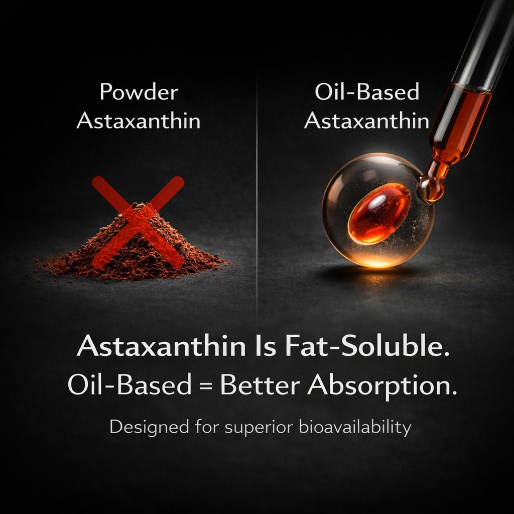 Simply Human® Natural Astaxanthin 4mg From Japan | Oil-Based for Better Absorption | Supports Skin Glow, Eye Health & Cellular Protection | 30ml 3