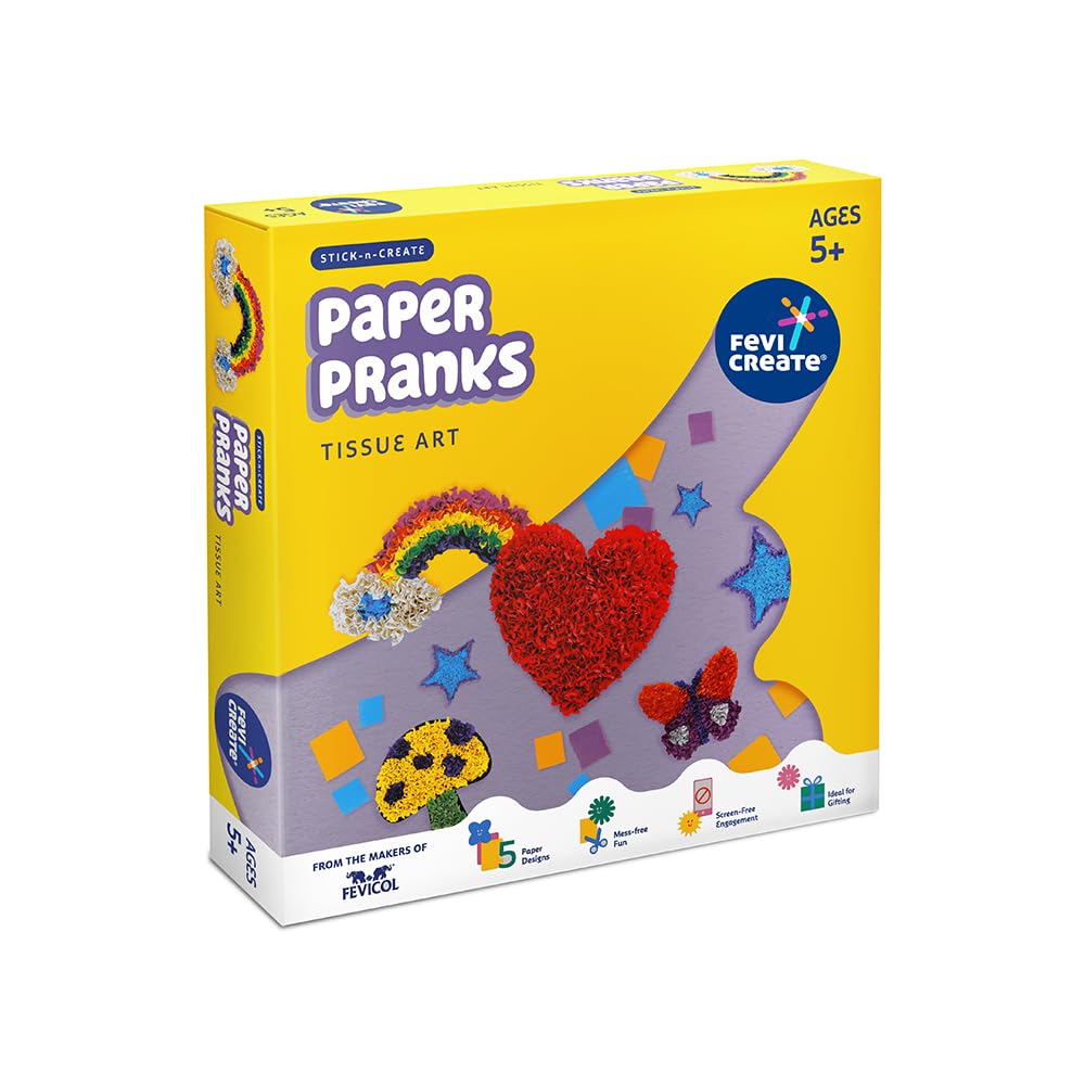 Tissue Art Kit, 5 Exciting Templates, Easy To Do For Kids 5+ Yrs, Art & Craft, Do It Yourself Kit