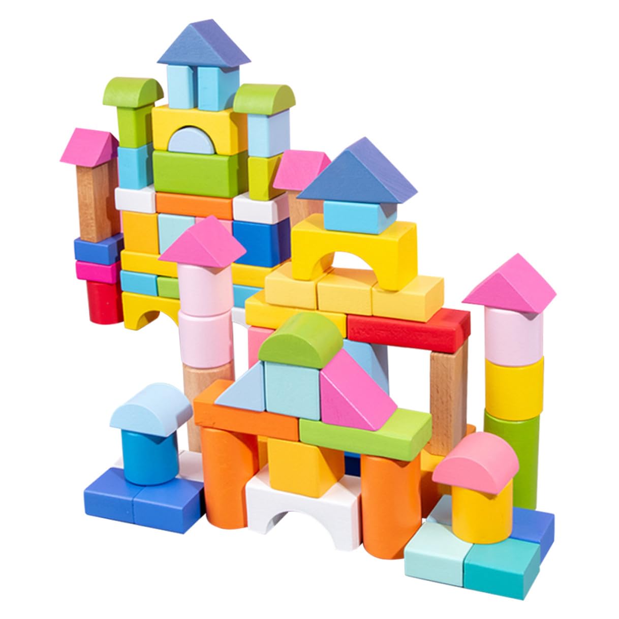 Bloques de Construcción Geométricos en Plástico Seguro para Niños de 100 Piezas Textura Lisa y Delicada para Jugar y Aprender