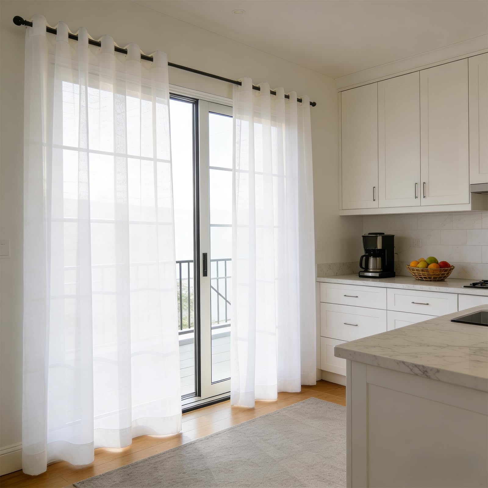 Rideaux voilages blancs pour cuisine et chambre effet lin doux