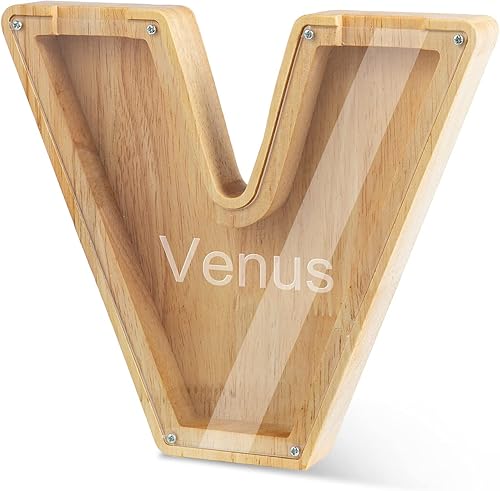 Miniatura 2 de Wooden Piggy Bank Personalized 26 English Alphabet Letter Coin Bank Custom Money Box Wooden Piggy Bank Gift for Kids Christmas Birthday Gift Home