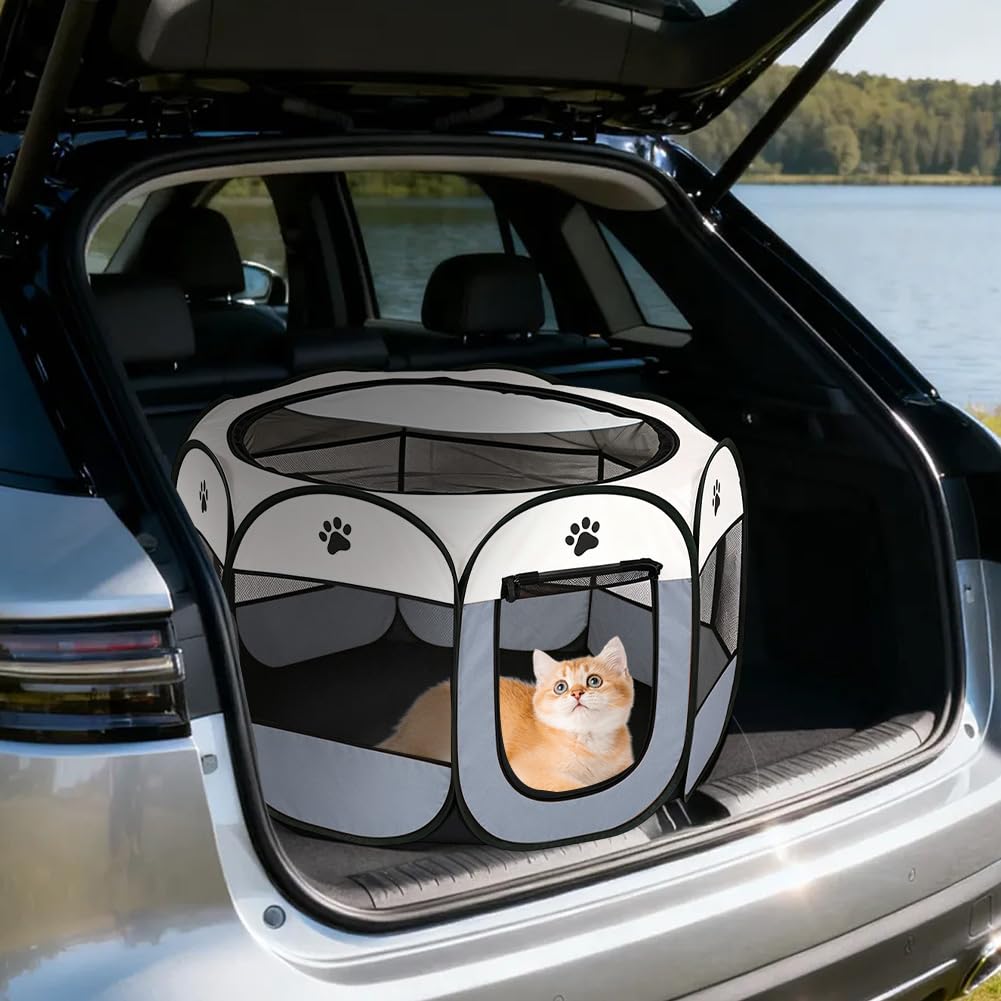 Parque gris para cachorros, plegable, parque para apartamentos, parque para gatos, parque para apartamentos, cercado para conejos, para parque de perros, gatos, conejos y animales pequeños tanto en