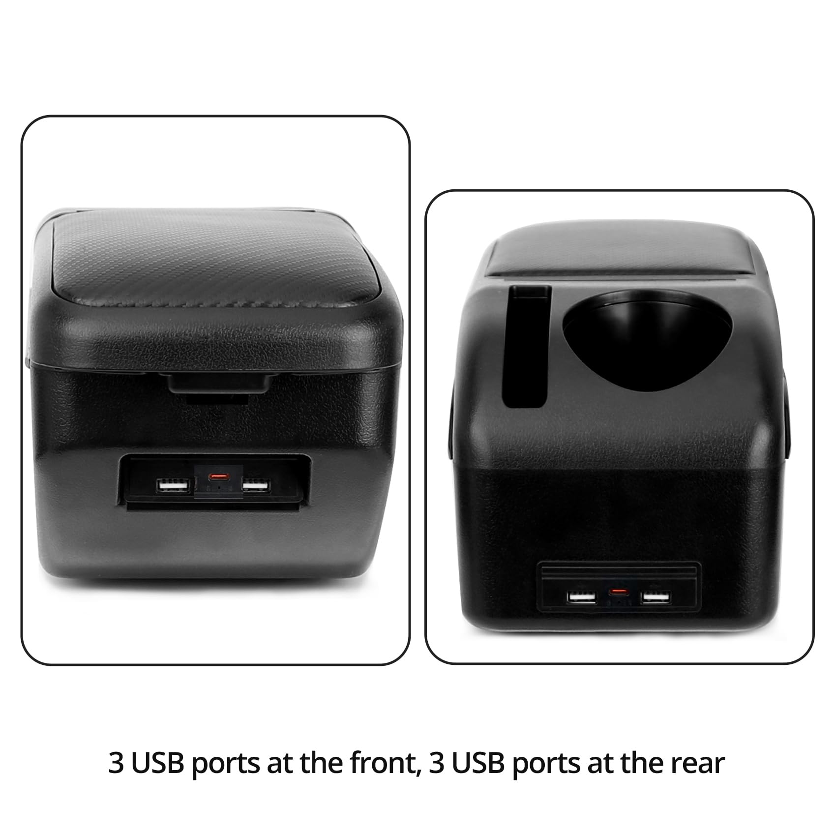 Auto Armsteun Voor Peugeot 208 2013-2018, Dubbellaagse Zwart Lederen Armsteun, Opbergdoos Middenconsole Met 3 Usb-Interfaces, Auto-Interieur Accessoires