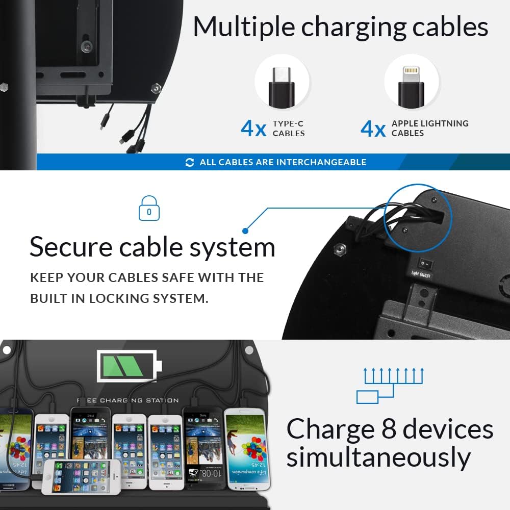 Cell Phone Charging Station for Multiple Phones: Android, Apple, Tablets & More | Charging Station Dock/Hub | High Speed Charging | Fully Customizable Cables for All Devices | Model: S9 : Cell Phones & Accessories