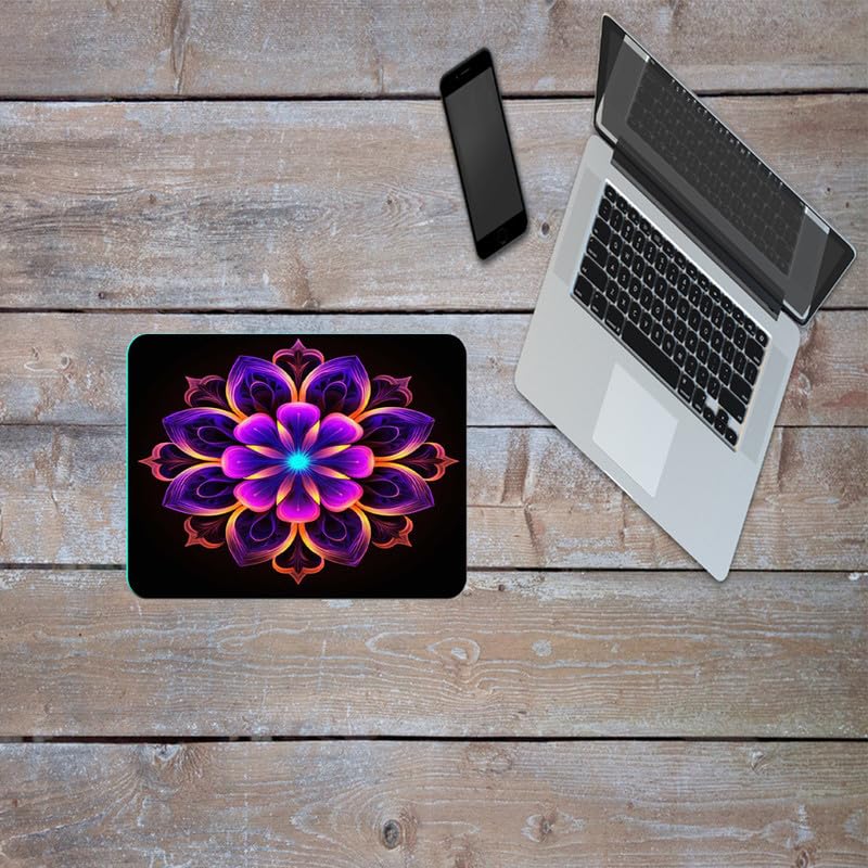 Image of Shivor Gaming Mouse Mat | Artistic Desktop Setup Printed Mandala Design | Multicolor Petal Pattern Surface | Smooth Control | Non Slip Rubber Base Stability | Compatible with Laser Optical Mice