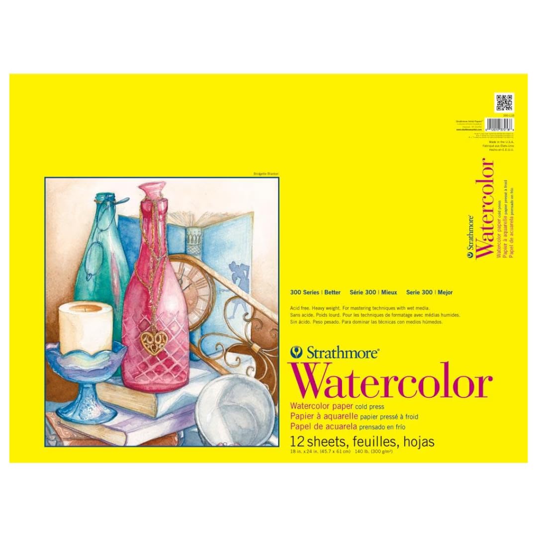 Strathmore Lot de 12 blocs de papier aquarelle série 300, presse à froid