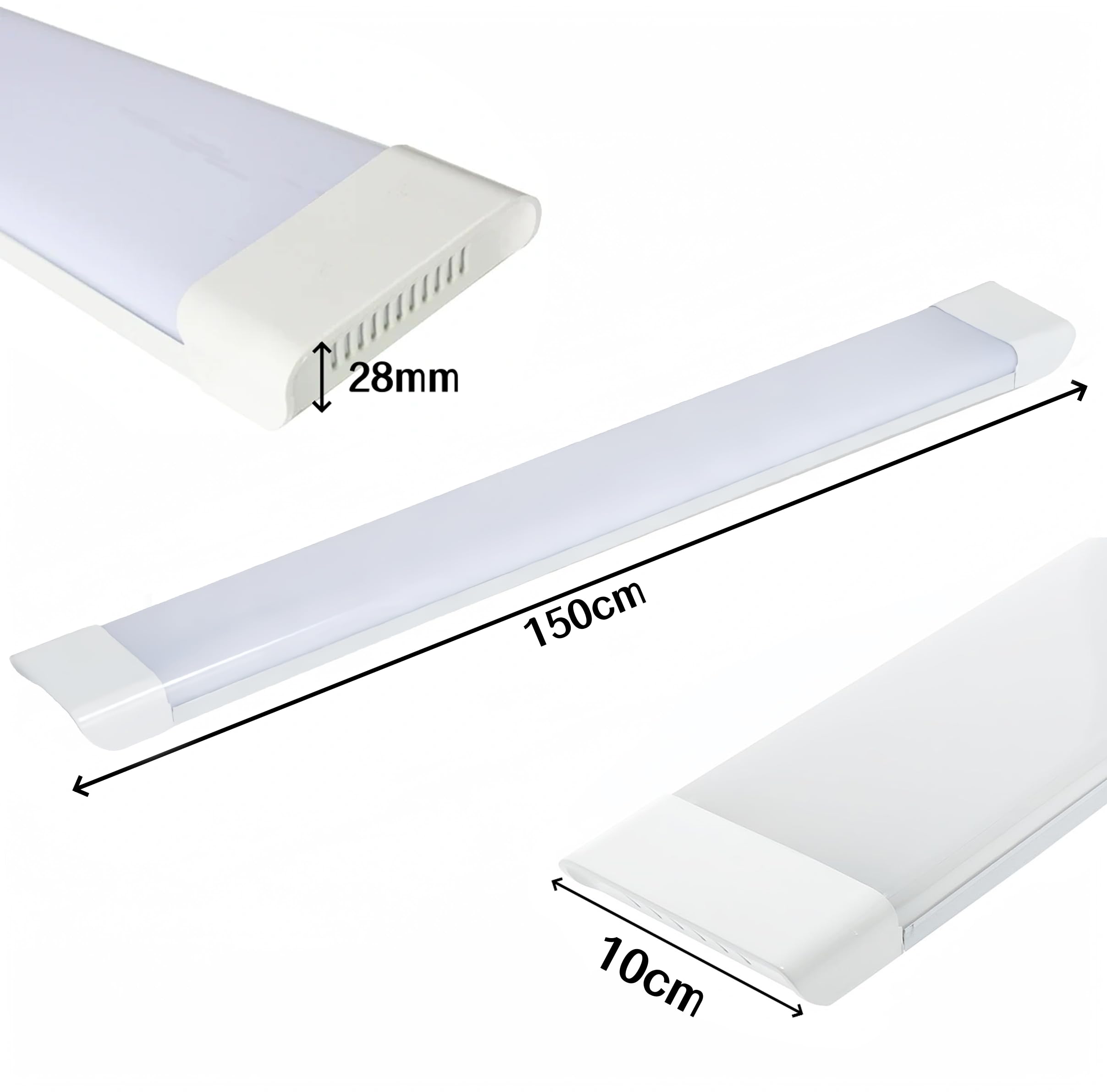 Lampara Luminaria LED Pantalla led para Supermercado, Taller, Hogar y Hospital Luz Blanco Fria 6000K (150 CM, PACK 2X)