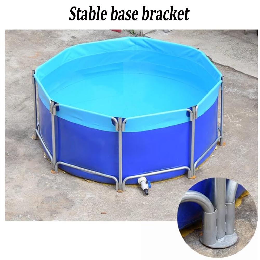 Piscina de metal sobre el suelo de PVC azul de 130 x 100 cm, ideal para diversión y relajación al aire libre, perfecto para el disfrute de niños y familiares