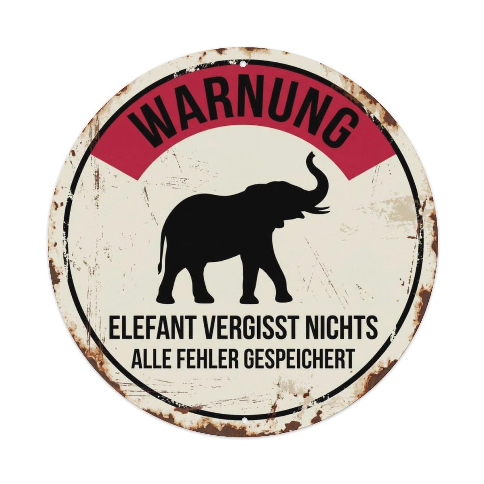 Fqcyn Style Moody Elephant Memory Keeper Metal Tin Sign Plaque Wall Decor For Cafe, Club Bar, Office, Home Garden Round Metal Poster 8X8inch