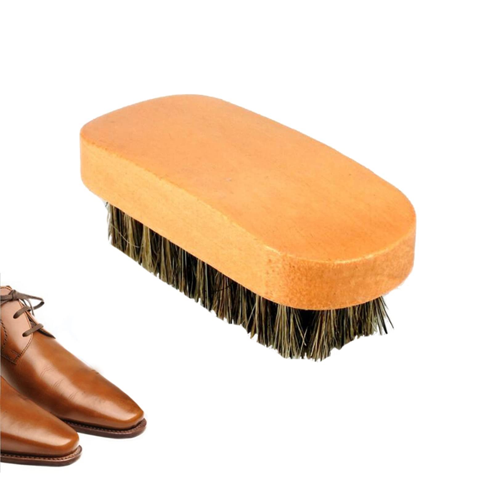 QUNINE Cepillo de Limpieza, cepillos para lustrar Zapatos de Crin con cerdas de Pelo de Caballo para Botas, Zapatos, Cepillo de Limpieza para el Cuidado del Cuero, Botas de Nobuk (marrón)