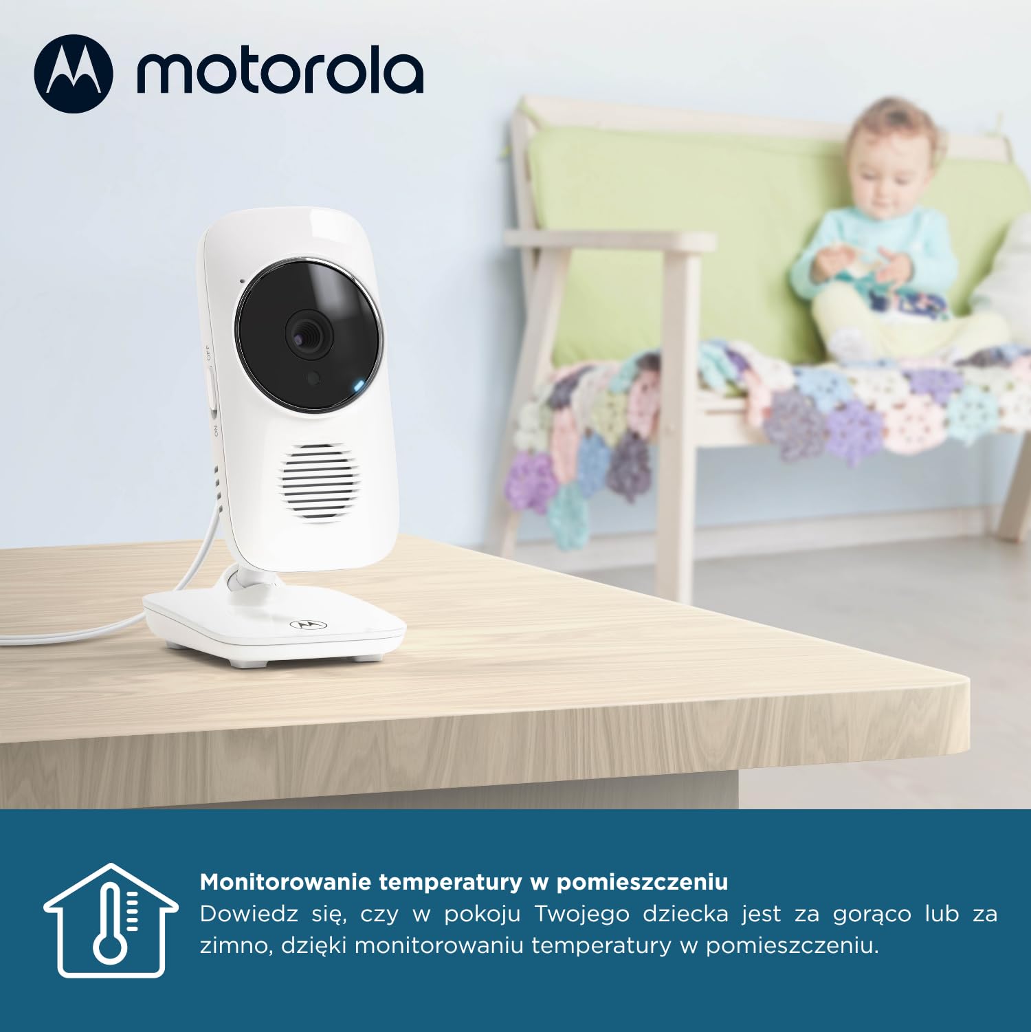 Motorola Nursery VM483 Monitor dla dziecka z kamerą 2,8", noktowizorem, rozmową dwukierunkową, zoomem cyfrowym i kontrolą temperatury, zasięg do 300 metrów