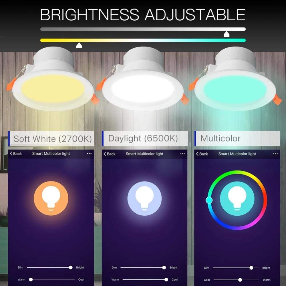 WiFi Smart LED Downlight Dimmerabile Faretto rotondo 7W RGB Cambio colore 2700K-6500K Lavora con Alexa Google Home-RGB_2_PCs