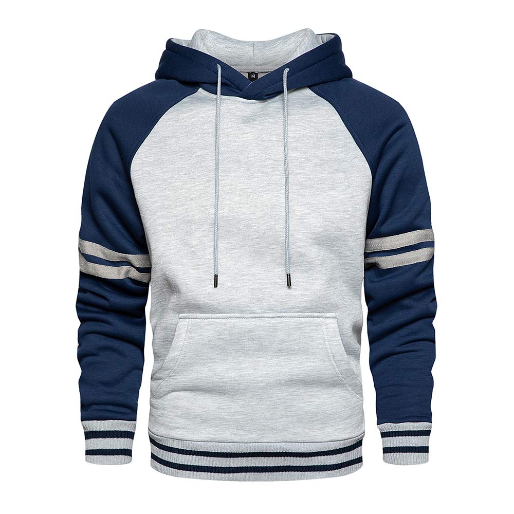 TOLOER Pullover Hoodie Men Blend Fleece Long Sleeve Sweatshirt with Kangaroo Pockets