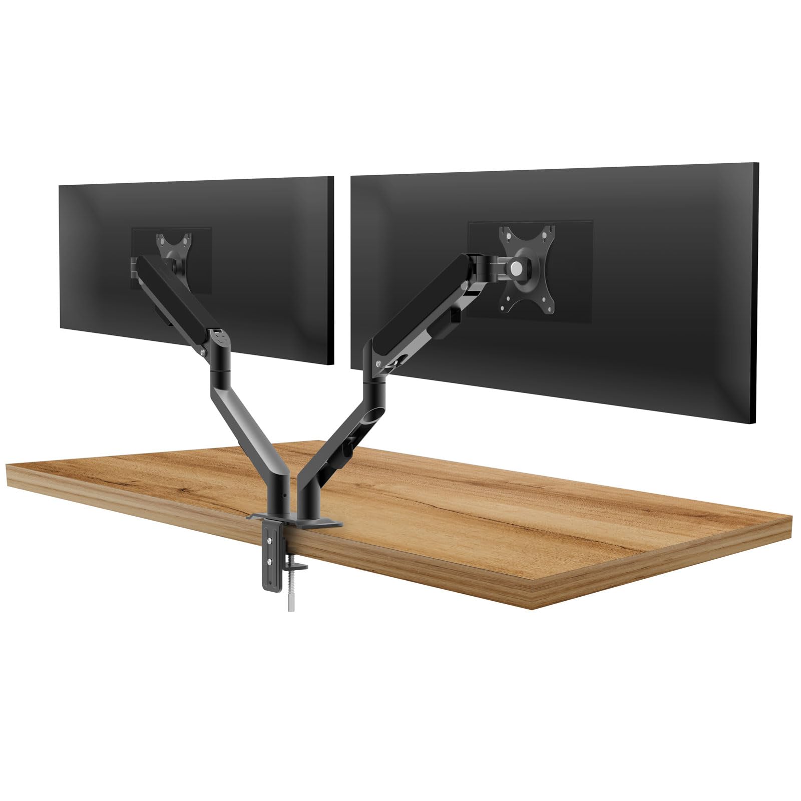Brazo para Dos monitores – Soporte de Escritorio para 2 Pantallas de hasta 32 Pulgadas – Soporte VESA Totalmente Ajustable con fijación de Pinza y pasacables – Acero Resistente – Negro