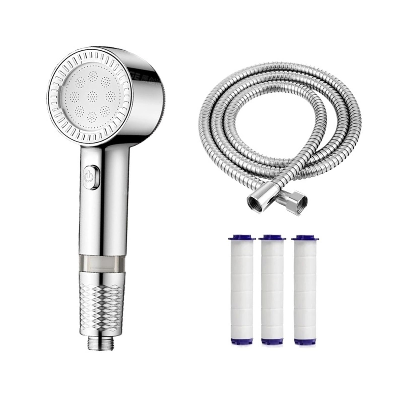 Filter Shower Head Handheld Shower Booster Large Water Outlet Universal Purifier Bathroom Home Shower Head Set(Silver Set)
