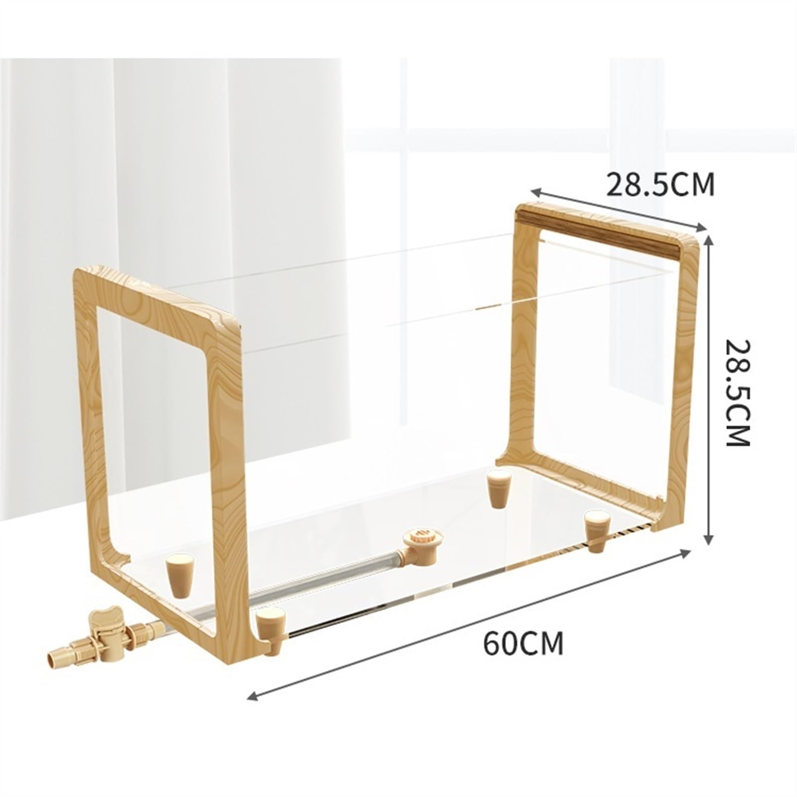 Aquarium Wooden Frame Turtle Aquarium Ultra White Glass Fish Tank Transparent Glass Fish Turtle Mixing Tank Aquarium Complet(60x28.5x28.5cm)