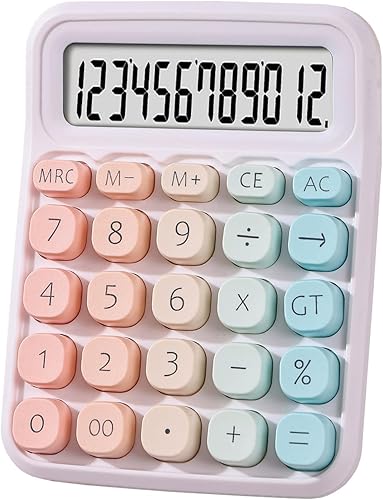 Miniatura 1 de Calculadora mecánica, calculadora de escritorio, bonita pantalla LCD grande de 12 dígitos y botones grandes, calculadora básica de oficina con