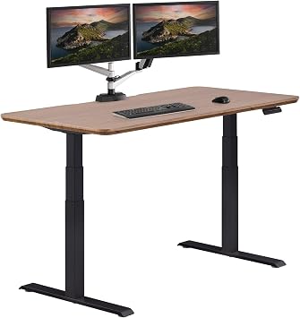 Vari Classic Electric Standing Desk - VariDesk Height Adjustable Sit/Stand Desk - Dual Motor with Memory Presets, Stable T-Style Legs - Gaming or Home Office Workstation - 60x30, Walnut/Black