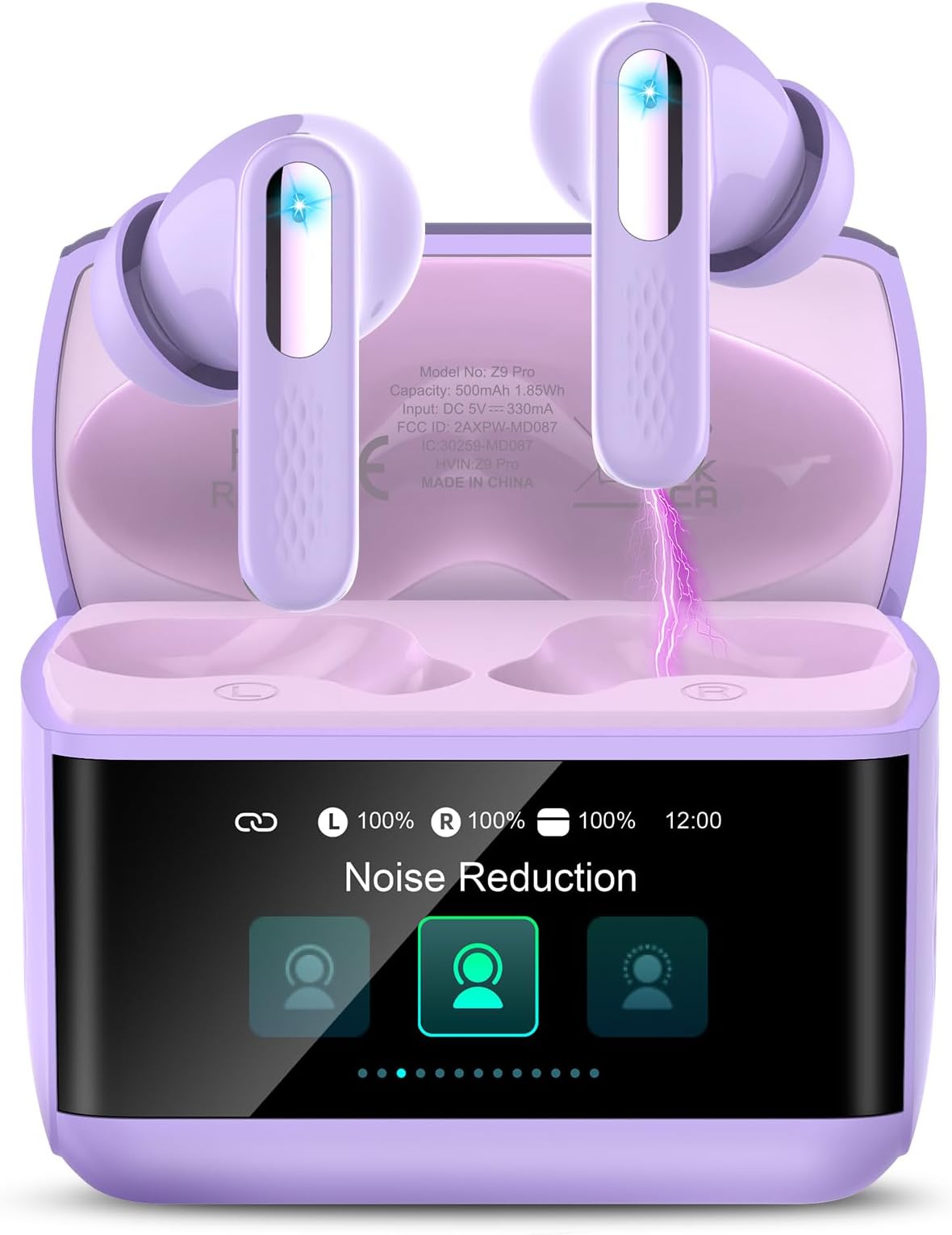 Wireless Earbuds, 48H Bluetooth 5.4 Headphones In Ear with ANC/ENC Noise Cancelling, 5EQ Modes/IP7 Waterproof Bluetooth Earphones, HiFi Stereo Bluetooth Earbuds with Multifunctional Touchscreen Purple