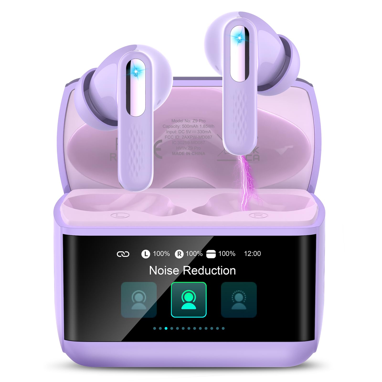 Wireless Earbuds, 48H Bluetooth 5.4 Headphones In Ear with ANC/ENC Noise Cancelling, 5EQ Modes/IP7 Waterproof Bluetooth Earphones, HiFi Stereo Bluetooth Earbuds with Multifunctional Touchscreen Purple