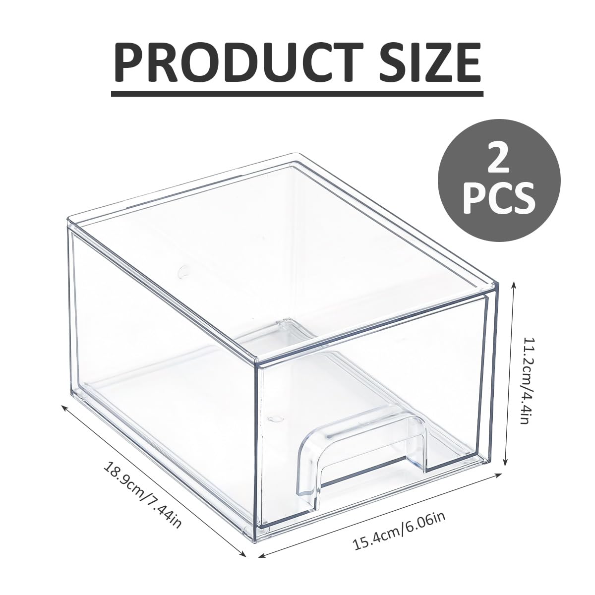 2 Cajones Almacenaje Plastico Apilables Transparentes Organizador Maquillaje Cajonera Tocador Baño Armario
