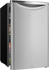 Danby Contemporary Classic DAR044A6DDB 4.4 cu ft Freestanding Compact Mini Fridge, ENERGY STAR Rated with Adjustable Shelves & Reversible Door, Ideal for Bedroom, Dorm & Office, Stainless Steel Finish