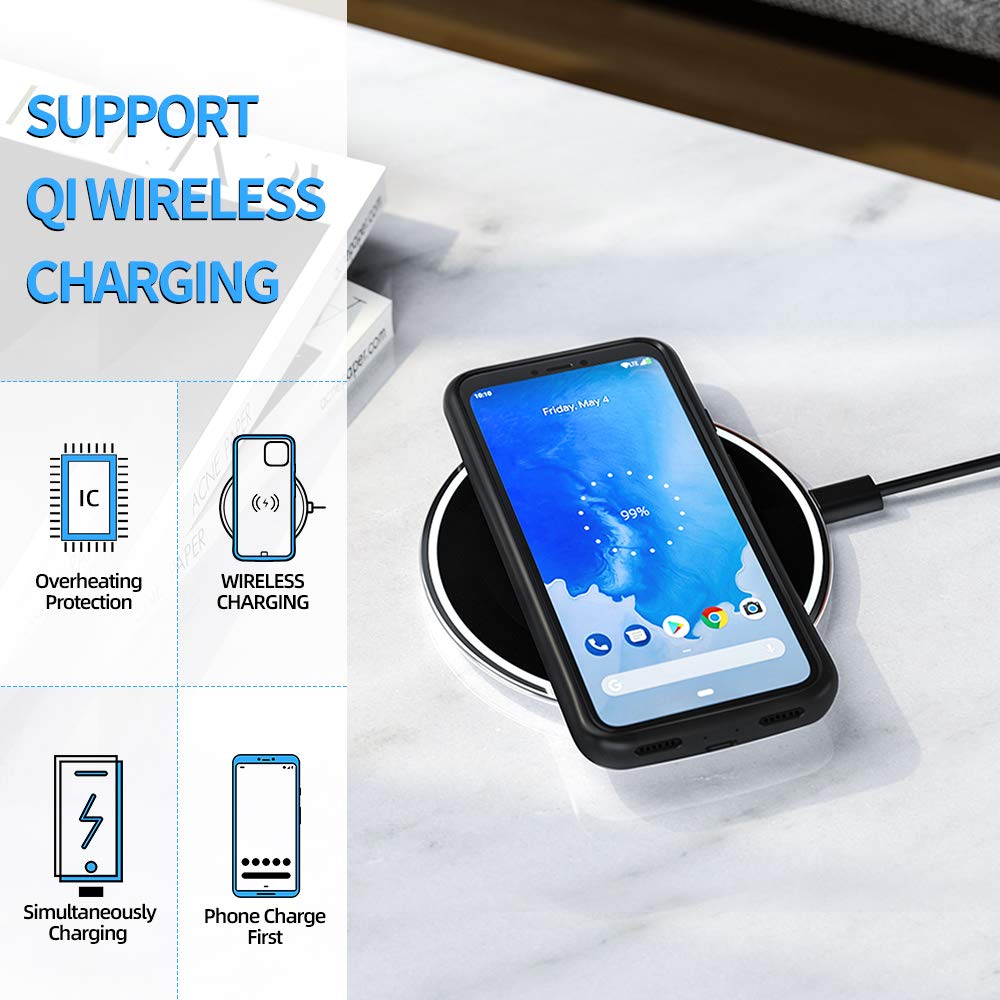 NEWDERY Google Pixel 4 XL Battery Case, Qi Wireless Charging Compatible