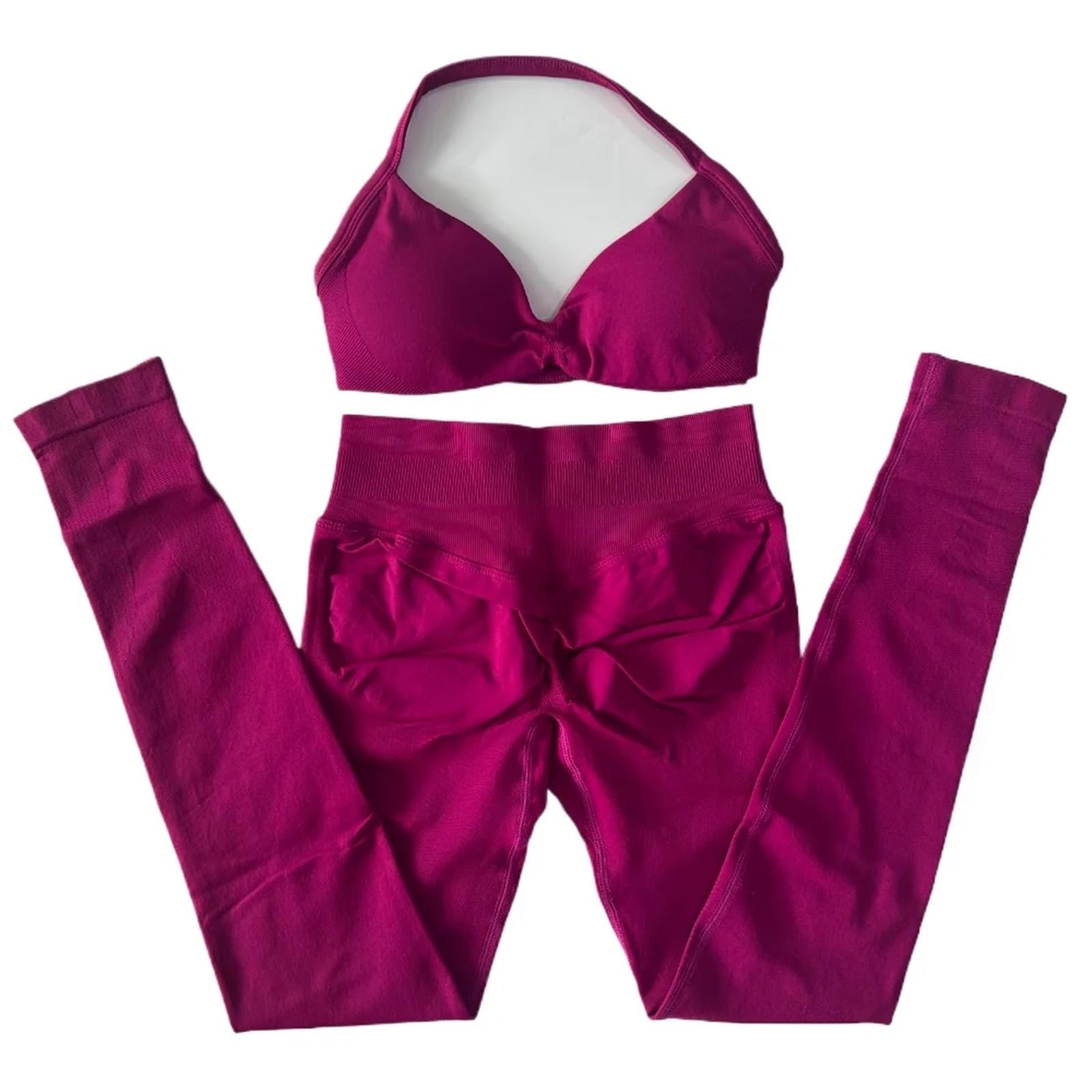 Sport Set Damen 2-teiliges Set mit Riemchen-Yoga-BH, Sport-Top, Workout-Leggings-Set, nahtloses Fitnessstudio-Set, Fitness-Kleidung, Outfit(Color 17,L)
