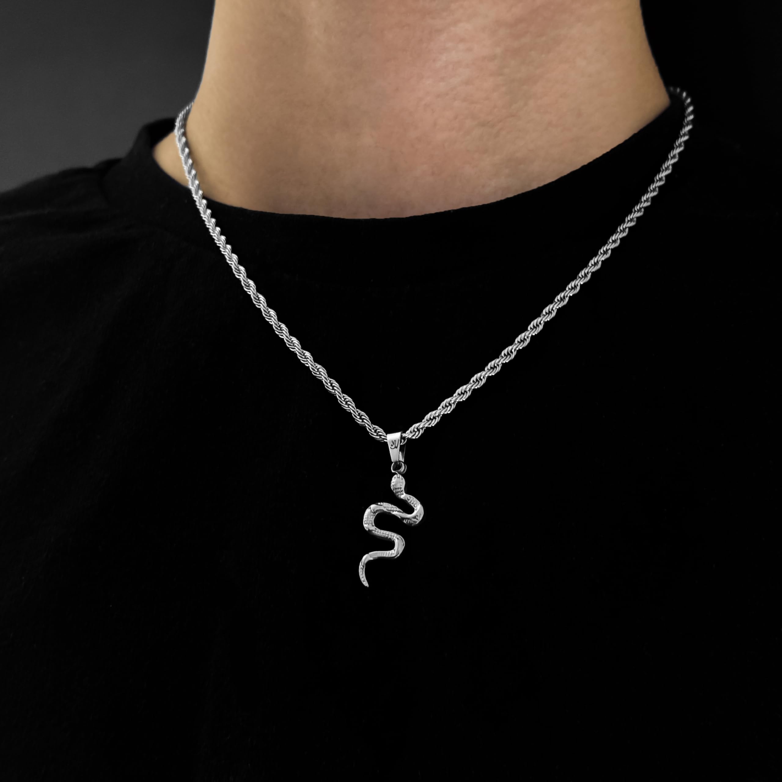 Schlangen Anhänger Silber Herren Streetwear Schmuck wasserfestes Design Geschenk Männer