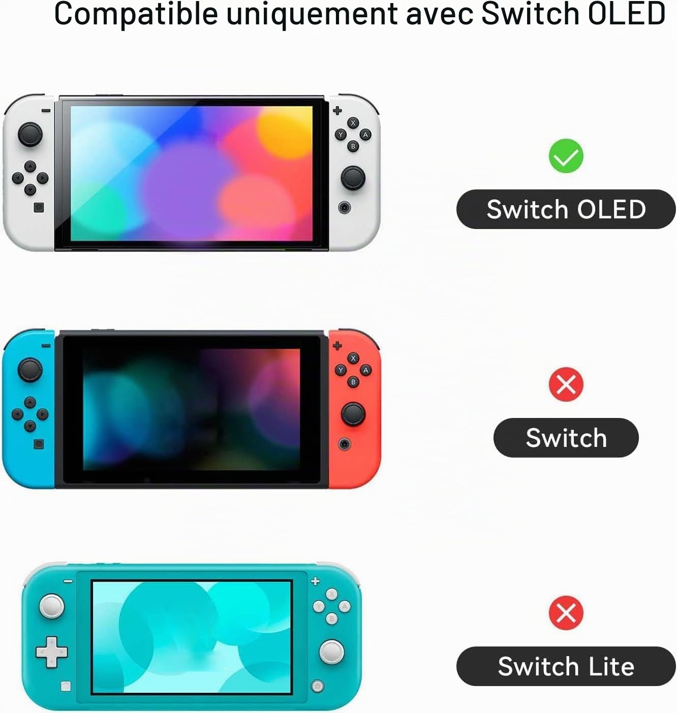 GeekShare Coque de Protection Fine Compatible avec Console Switch OLED et Joy Con, Absorption des Chocs et Anti-Rayures pour Switch OLED 2021 - Shark Party (Transparent)