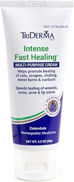 TriDerma Intense Fast Skin Healing Cream for Hard-to-Heal Skin Irritations, Sores, Rashes, Dry, Cracked Hands, Cuts, Chafing, Burns, Scrapes - First Aid Kit Essential - FSA Eligible - 2.2 oz