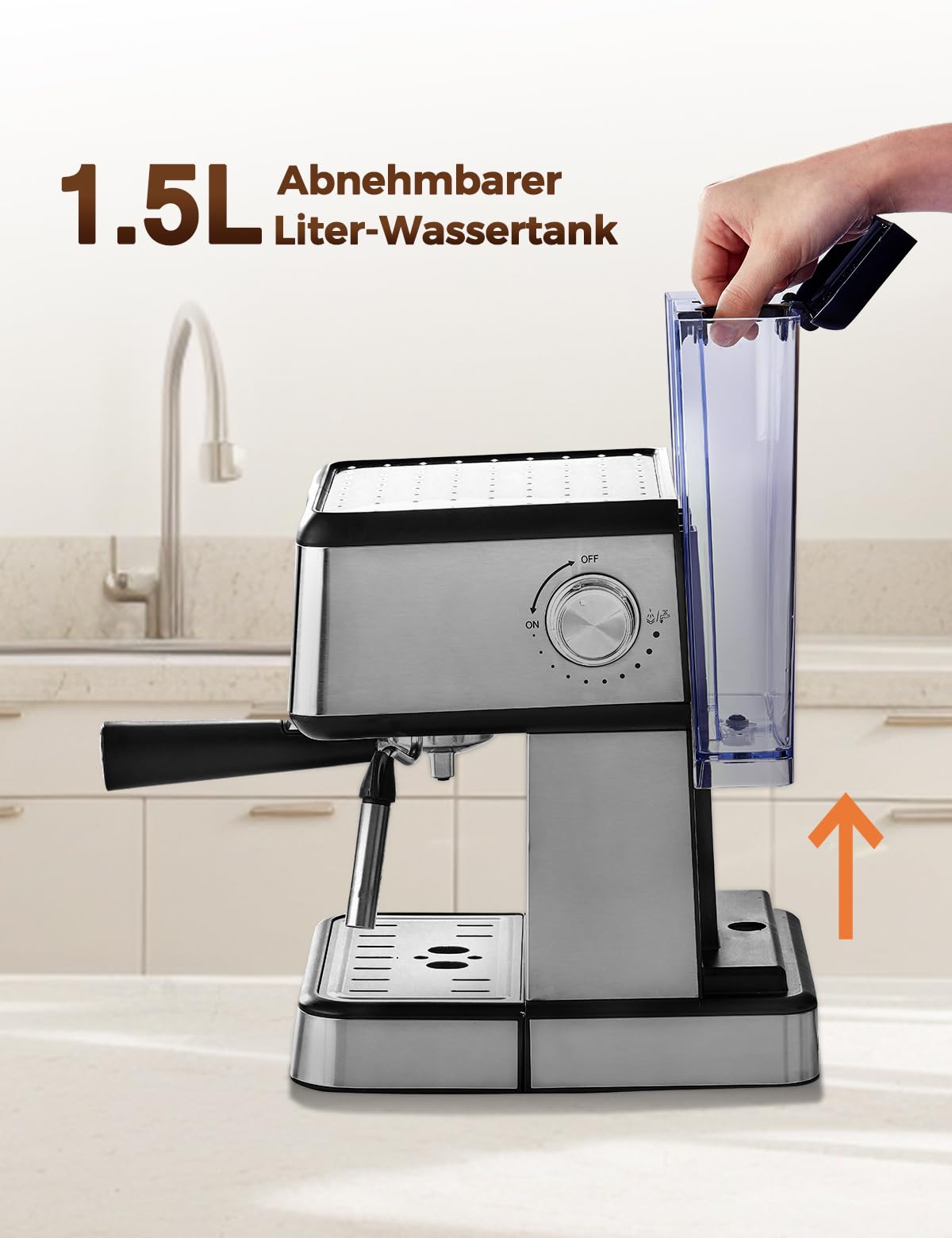 CAFELFFE Cafetera espresso MK-901 con espumador y vaporizador de leche, portafiltro, 20 bares de presión y pantalla táctil LED, ideal para el barista casero o para preparar lattes y cappuccinos.