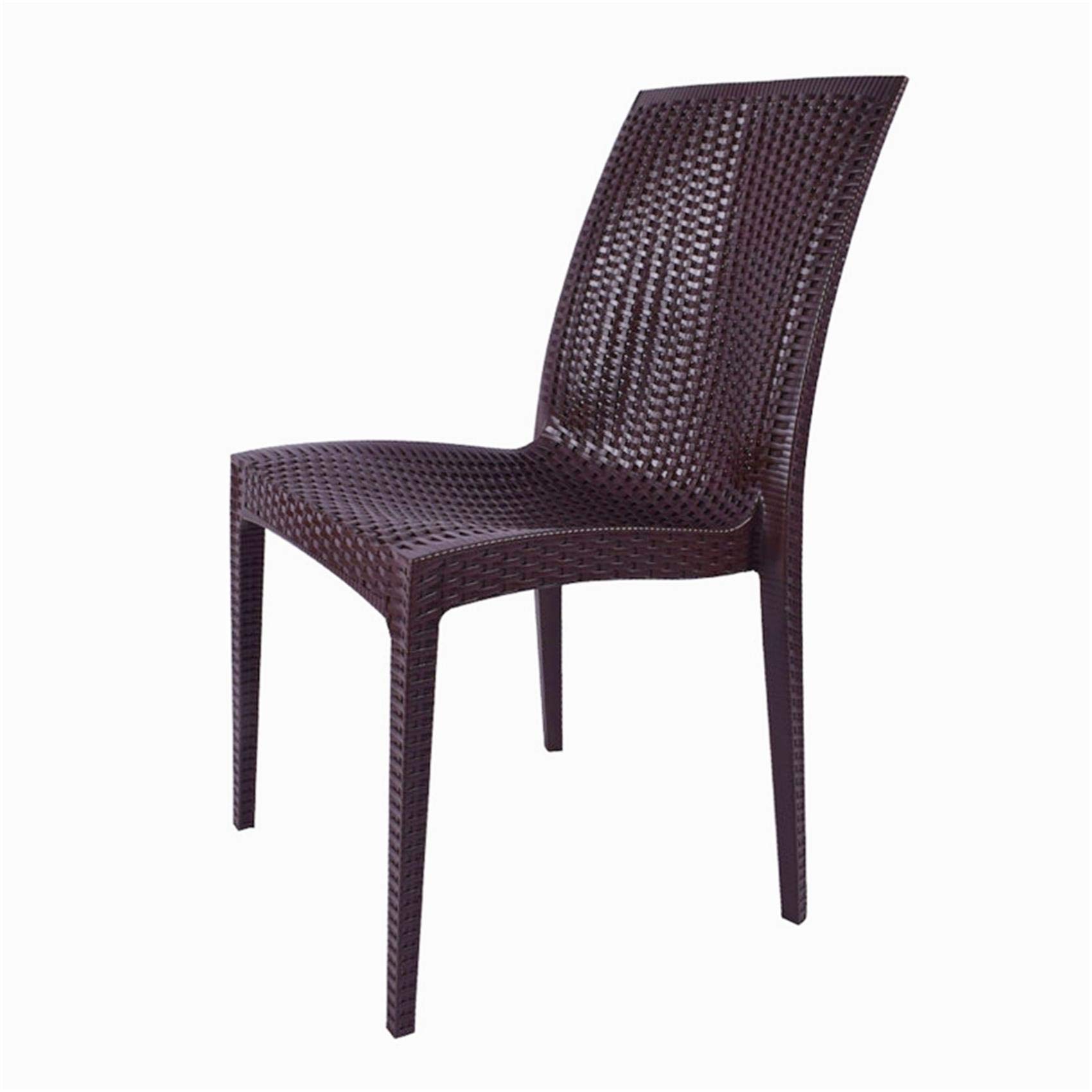 LANNY Set of 4 Plastic Armless Chair 1707 Rattan Desgin Dining Chair-good for Garden Patio Kitchen (white, black, red, brown, green) (brown)