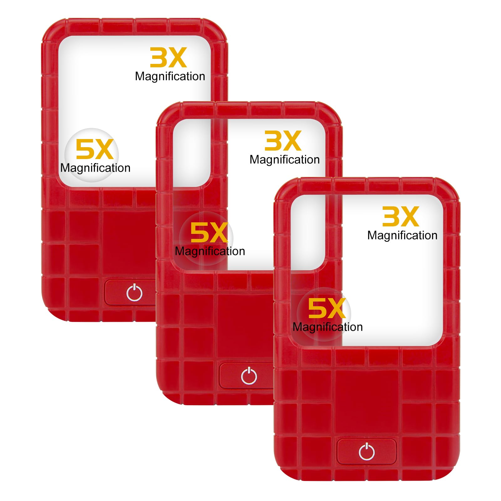 BIGMONAT 3 Pieces Magnifying Glass with Light, 3X 5X Pocket Magnifier, Card Type Magnifying Portable Glasses, Good Gift for Close Work Reading, Inspection, Coins, Jewelry, Menu Travel