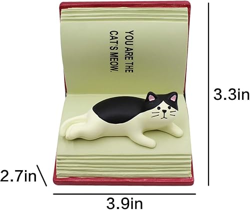 Miniatura 7 de Suillty Encantador gato acostado en libro mágico para teléfono celular, soporte de escritorio para teléfono inteligente, decoración de mesa de