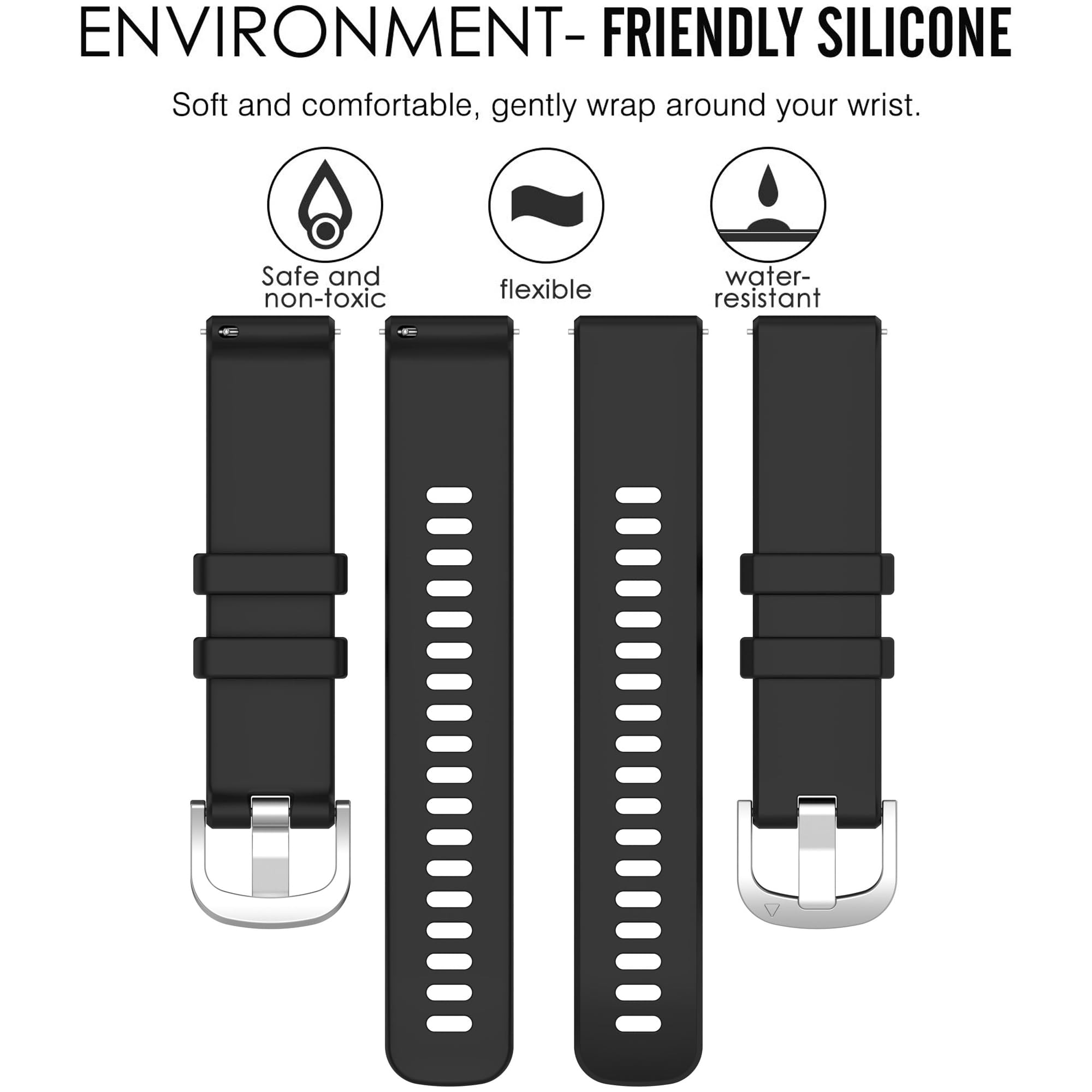 Correa para Garmin Venu 3S, correa de repuesto de silicona suave para Garmin Venu 4 de 41 mm, Vivoactive 4S, Vivomove 3S, Forerunner 255S, Forerunner 265S (sin rastreador)