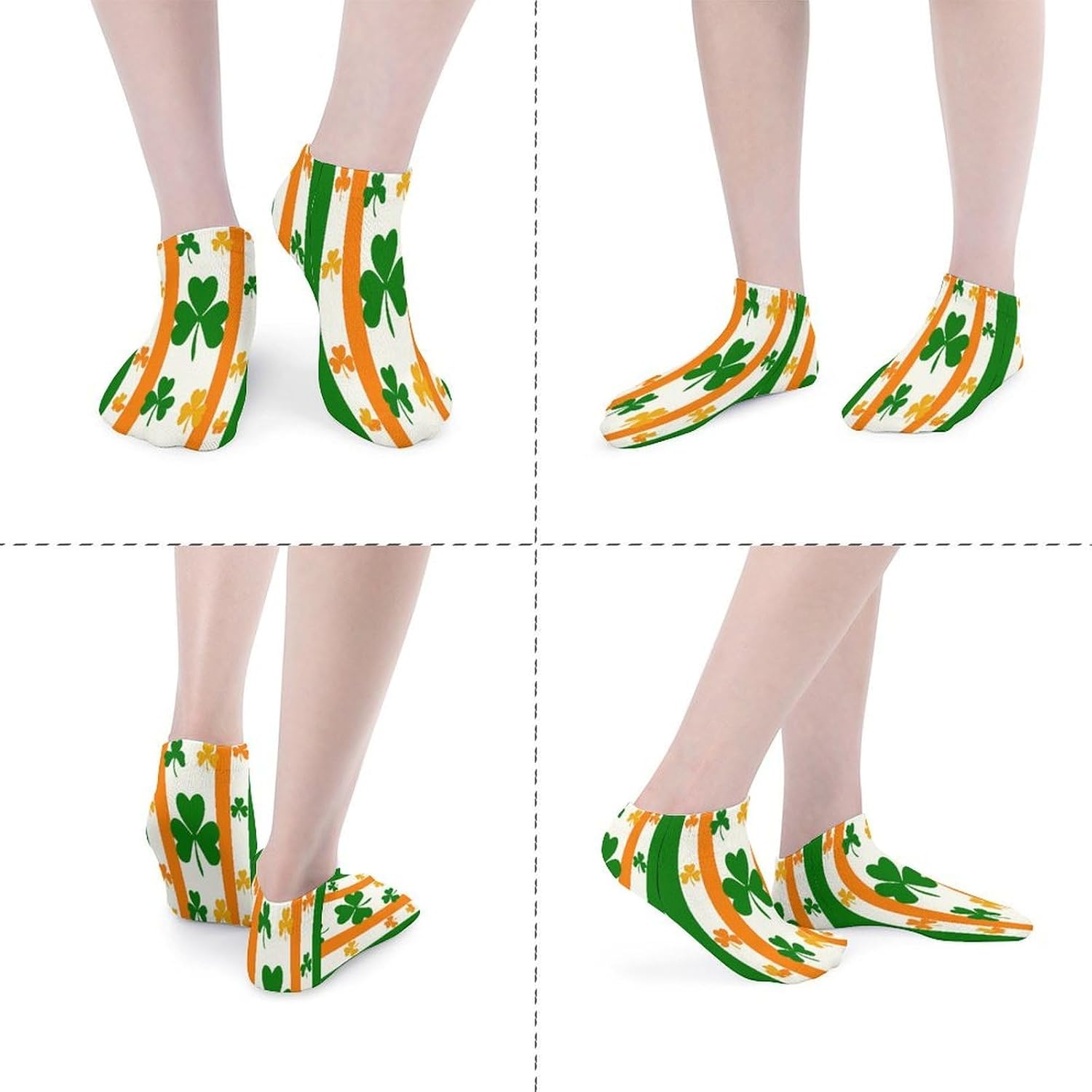 Irish Shamrock Flag Socks for Men Women 5 Pairs Ankle Socks