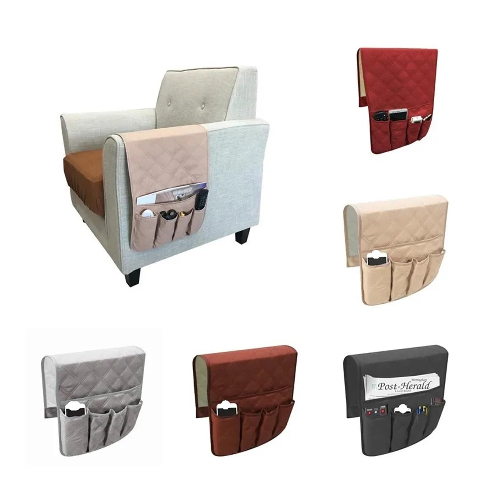 Betttasche Fernbedienung Telefon Lagerung Box Magazin Kleinigkeiten Organizer Sofa Stuhl Arm Rest Tasche Couch Kleidung Für Betten, Sofas(Beige Style B)