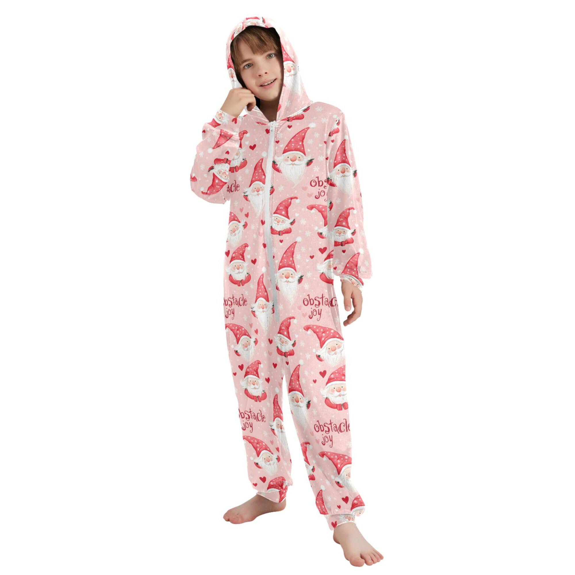 ALAZA Pigiama intero in flanella con cappuccio e cerniera, tuta coordinata per bambini a forma di rana, morbida e calda, abbigliamento sportivo per la casa, 5-6T