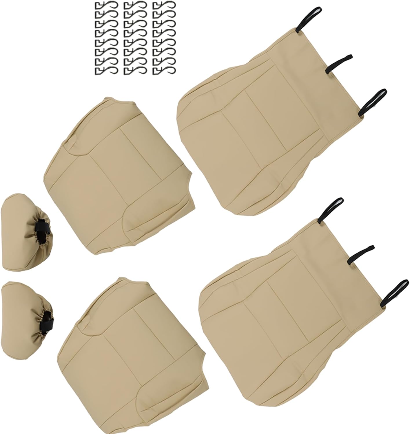 Silscvtt 6 PCS Beige Artificial Leather Seat Cover Front Driver and Passenger Side Bottom and Top Lean Back with Headrest Cover Replacement for 4Runner 1996-2002